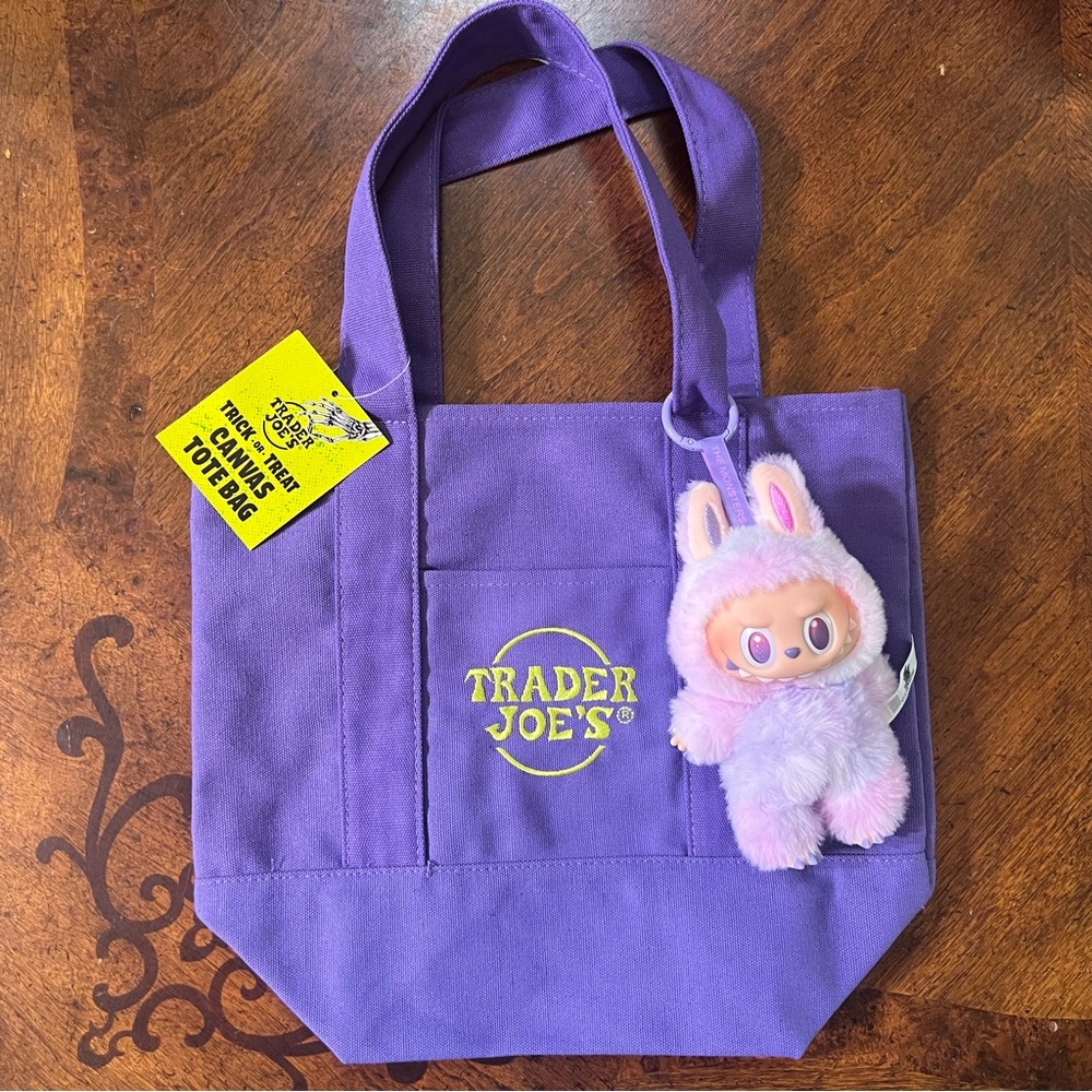 Trader Joe's Purple Halloween Mini Tote Bag with Labubu